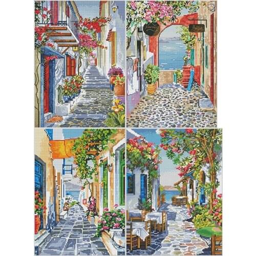 Flower Street 1-32-41 Counted Cross Stitch Kits Needlework Embroidery Crafts DIY Arts Handmade Home Decor