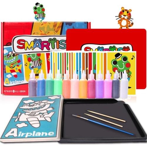 Children DIY Handmade 12Color 3D Sand Painting Set Learning Educational Toy
