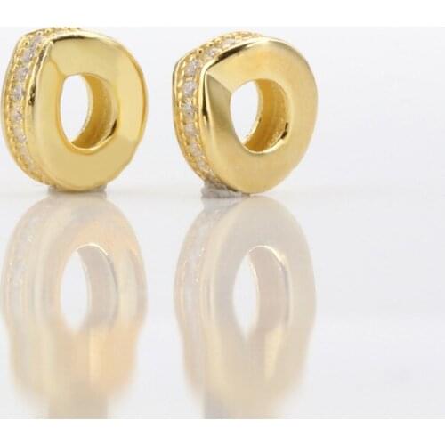 Authentic 925 Sterling Silver Wish glitter gold spacer beads Fit Original Charms Bracelet Necklace DIY Jewelry Making