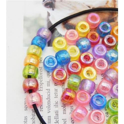Julie Wang 200pcs 6*9mm Resin Translucent Colorful Beads Random Mixed Spacer Beads Bracelet Jewelry Making Accessory