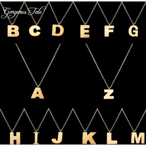 GORGEOUS TALE Fashion Gold Color Stainless Steel A-Z Letter Pendant Necklace For Women Girl Choker Charm Jewelry Friend Gifts