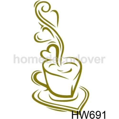 Hot Coffee Cup Pattern Wall Painting Stencil Pattern Home Art Decor