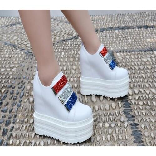 Sponge thick bottom thick sole shoes womens 14Cm autumn new versatile sports heightening womens shoes Zichao high heel single