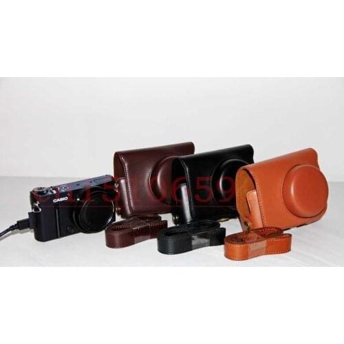 PU leather Soft Camera case Bag for EX10 EX-10 Camera With sholuder Strap Black