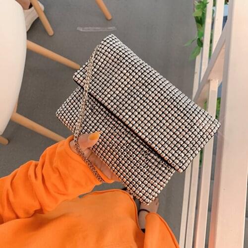 Famous Brand Women Handbags Crystal Evening Purse Diamond Clutches Silver Beaded Bridal Wedding Box Clutch Bags Bolsos Mujer