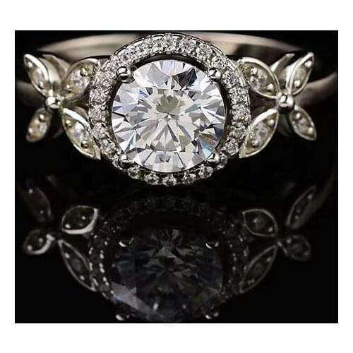 Butterfly Moissanite Rings 1ct Carat White D Color Diamond Gem S925 Sterling Silver Wedding Jewelry Drop Shipping