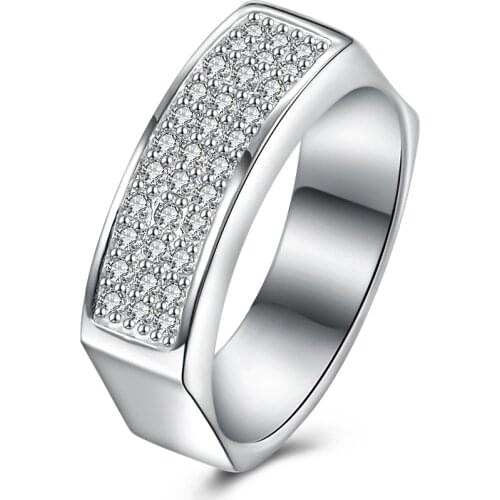 ZEMIOR Real 925 Sterling Silver Rings For Women Clear Cubic Zirconia Geometry Square Finger Ring Fine Jewelry Romantic Gift