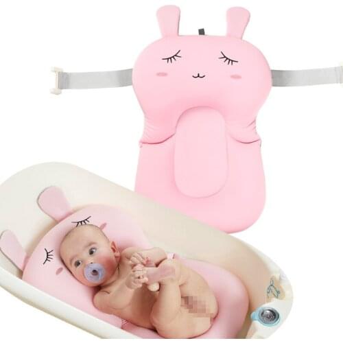 Baby Bath Seat Support Mat Foldable Baby Bath Tub Pad & Chair Newborn Bathtub Pillow Infant Anti-Slip Soft Comfort Body Cushion