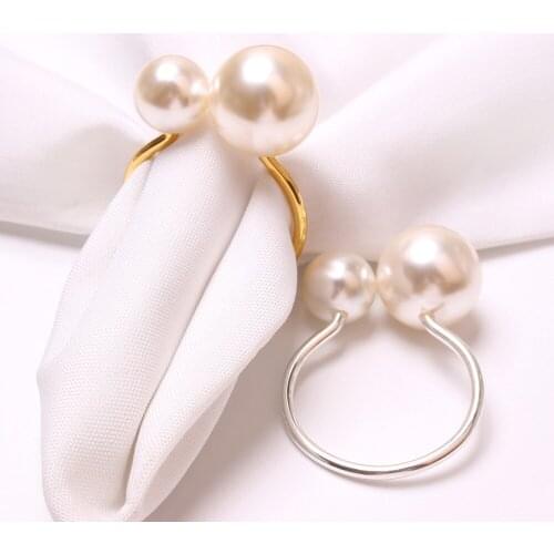 Creative Round Napkin Ring Gray Napkin Button Napkin Ring Highlight Pearl U-shaped Napkin Ring Wedding Mouth Cloth Ring