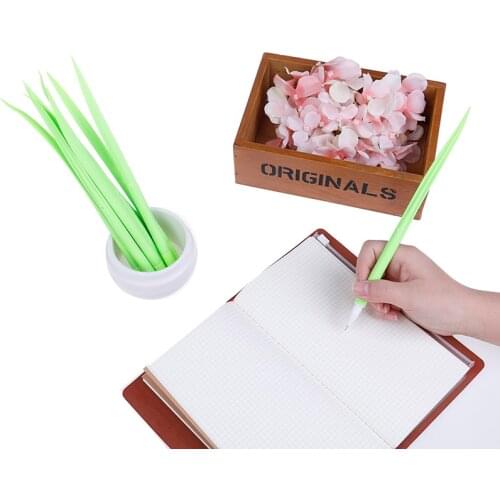 Tiny Green 10 PCS Creative Grass Gel Pen Blade Grass Potting Decoration Stationery Office Supplies Material School
