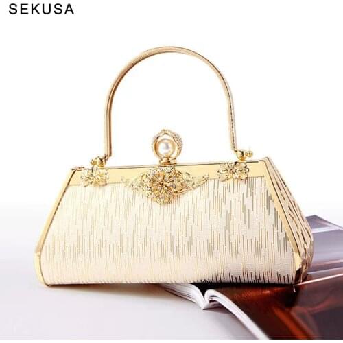 Metal Golden Clutch Bags Diamonds Small Evening Bags Lady Wedding Bridal Handbags Cocktail Luxury Purse Bag