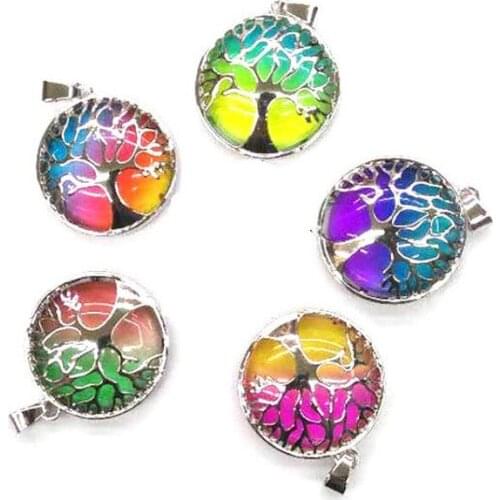 Fashion Colorful Glass Alloy Tree of Life Pendants for Jewelry Accessories Marking