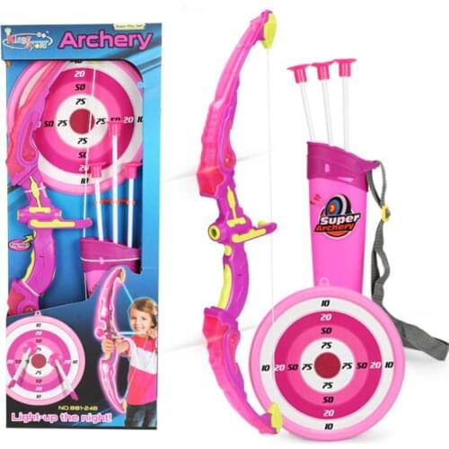Light Up Archery Bow and Arrow Toy Set for Boys Girls With 3 Suction Cup Arrows, Target, and Quiver