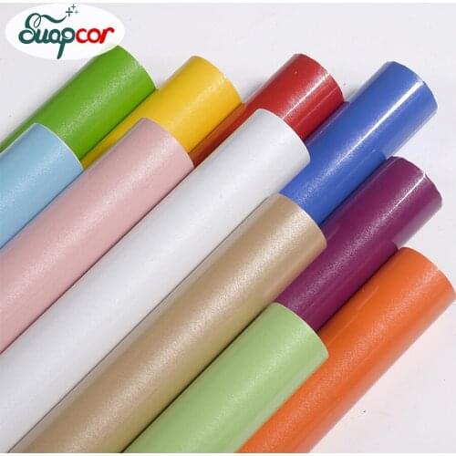 0.4x2M Bright Pure Color Wallpaper Self-adhesive Wardrobe Cabinet Furniture Renovation Sticker PVC Waterproof Flash Point Film