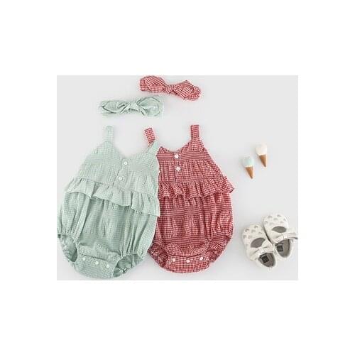 2021 Summer New Baby Onesies Baby Girl Korean Toddler Infant Baby Clothes Newborn Jumpsuits Baby Girl Cute Rompers with Headband