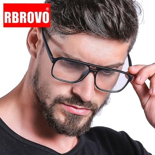 RBROVO 2021 Square Oversized Glasses Men Luxury Glasses for Men/Women Vintage Eyeglasses Men Retro Lentes De Lectura Hombre