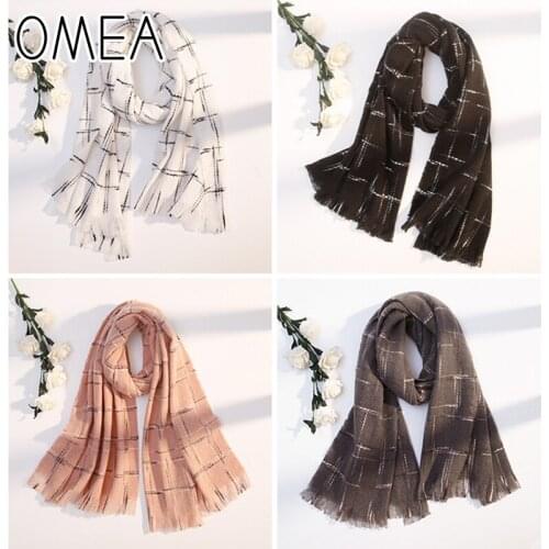 OMEA Women Scarf with Meteor Shower Plaid Winter Accessories Long Scarf Warm Trendy Cashmere Scarf Sweet Winter Women Ponchos