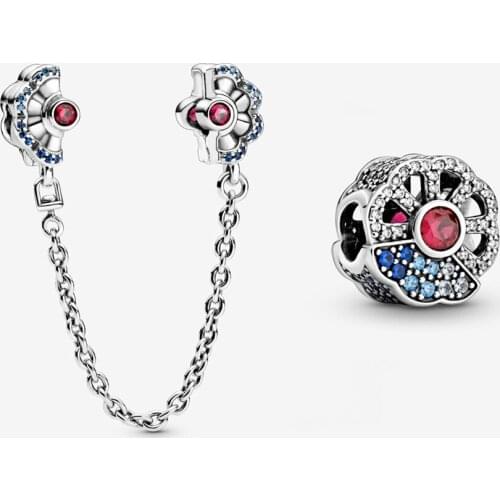 Original 925 Sterling Silver Charm Fan Clip Safety Chain Pendant Charms Beads Fit Pandora Bracelets Necklaces Jewelry For Women