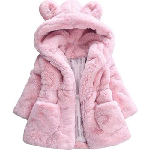 Girls Coats 2021 New Winter Children Clothes Warm Thickening Girl Kids Outwear Cute Ear Hooded Coat 2 7 Years ChildChristmas