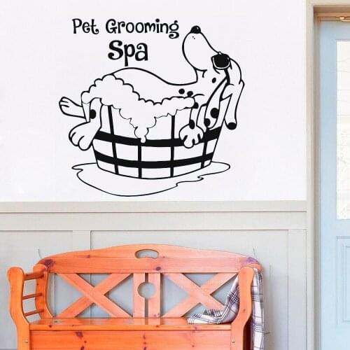 Pet Grooming Spa Wall Decal For Dog Grooming Salon Vinyl Removable Wall Sticker Pet Shop Decor Home Interior Wall Murals Y354
