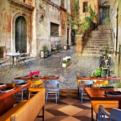 Custom Photo Wallpaper European Style Retro Street View 3D Wall Mural Restaurant Cafe Bar Creative Backdrop Wall Paper For Walls