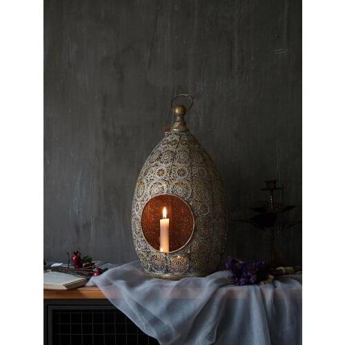 Pierced hand crafted metal antique vintage lantern