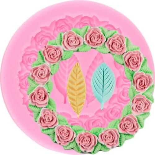 Rose Garland Leave Silicone Mold Flower Cupcake Topper Fondant Cake Decorating Tools Wedding Candy Clay Chocolate Gumpast Molds