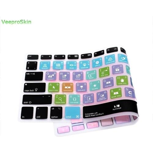 Russian Durable Final Cut Pro X HotkeysShortcuts Functional Keyboard Cover Silicone Skin For MacBook Air Pro Retina 13"15"