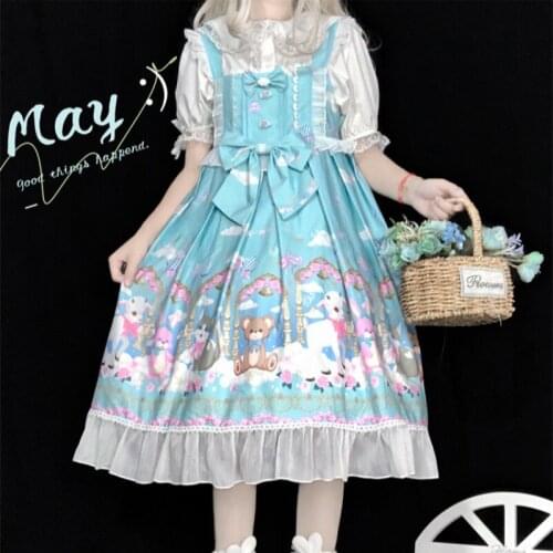 Sannian Original Lolita Bow Halter Dress Women Clothes 2021 New Girls Summer Gorgeous Dress Cosplay Party Clothing Overalls