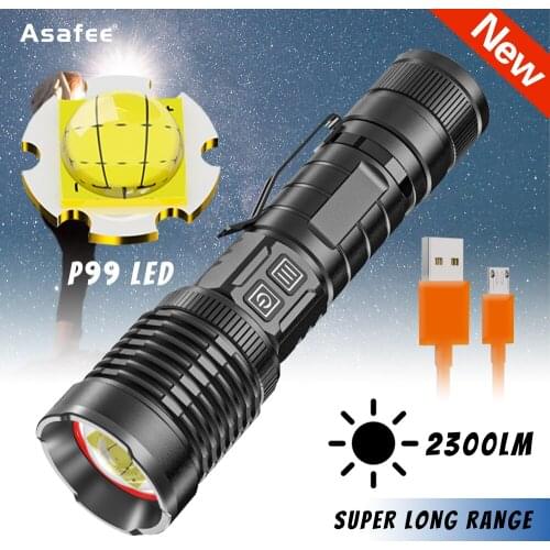 XHP99 High Power LED Flashlight 2300LM Zoomable USB Rechargeable Outdoor Camping Waterproof Life Flashlight