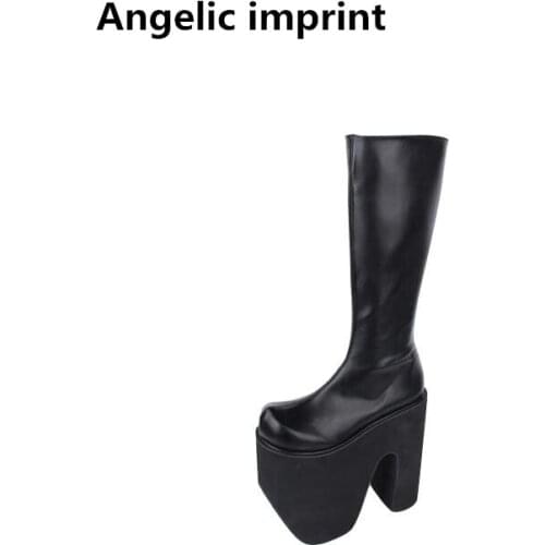 Angelic imprint handmade Women mori girl lady lolita punk motorcycle Boots woman super high heel pumps platform shoes 20cm 33-47