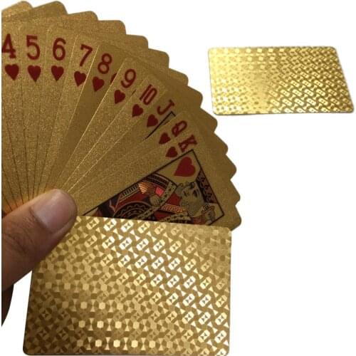 Creative Gold Foil Poker Plastic Waterproof Black Poker Gold Playing Cards For Party Camping Beach Swimming Pool Table Game