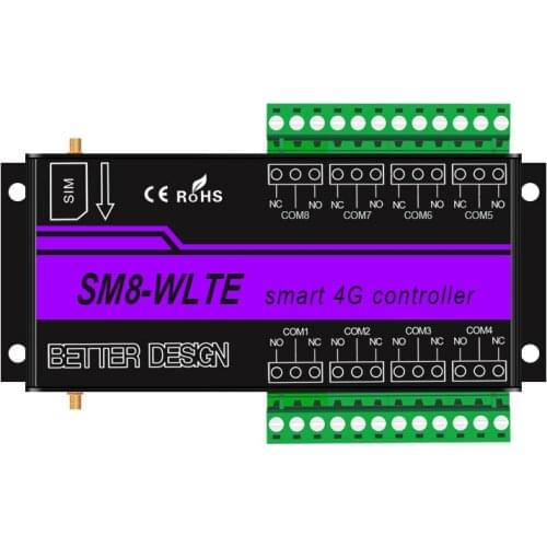 Smart 4G 8CH Relay controller SM8-WLTE GSM Light Pump Timer Temperature Humidity Controller SMS APP Remote Control Gate Opener