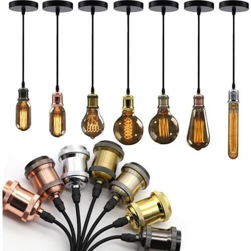 110V 220V Vintage Pendant Lights E27 Screw Socker Lamp Base Ceiling Rose Cord Flex E27 Lamp Holder for Retro Edison Incandescent