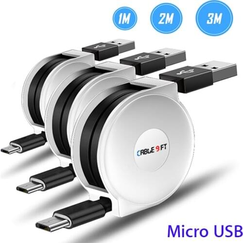 2m 3m Micro USB Retractable Cable For Samsung Galaxy J4 J6 J8 2018 huawei honor 10i 20i 8x Y7 Y9 p samrt Portable Charger Cabel