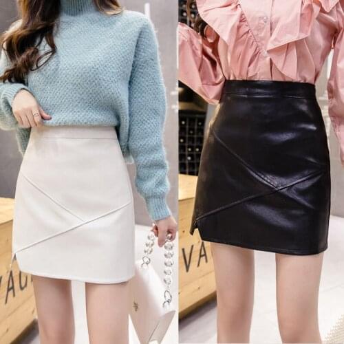 PU Leather Midi Skirts Women 2021 Autumn & Winter High Waist Straight Short Skirt Sexy Hip A-line Skirt for Women BSQ544