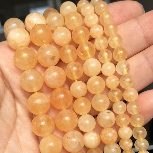 Yellow Opal Stone Beads for Jewelry Making 6 8 10mm Smooth Round Loose Spacer Beads DIY Bracelet Charms Accessories 15''Inches