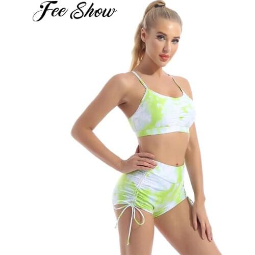 Womens Two-Piece Bikinis Set Brazilian Workout Sets Swimsuits Separate Seamless Fitness Sports Suits Yoga Tracksuits Bra+Shorts