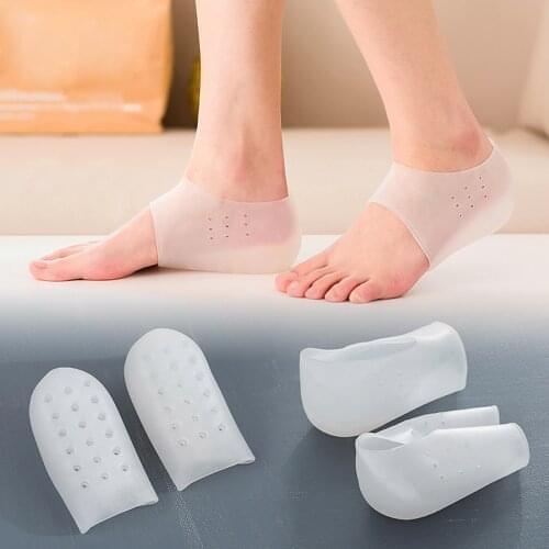 1 Pair Silicone Height Increase Insoles Heel Cushion Soles Invisible Socks Heel Pads Men Shoes Woman Insoles Shoe Pad