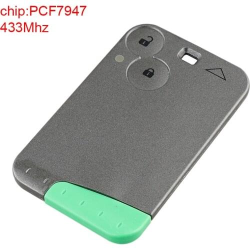 1pc 433 Mhz 2 Buttons Replacement Remote Card Smart Auto Car Key with PCF7947 Chip Fits for Renault Laguna Cars Vehicle SUV