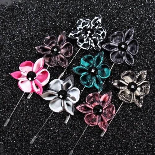 20 pcs/lot , Mens Petal Ribbon Flower Zebra Print Lapel Pin