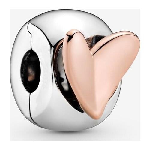 2020 Valentines Series New Fashion 100% 925 Silver Freehand Heart Clip Charm fit Original Pandora Bracelets DIY Women Jewelry