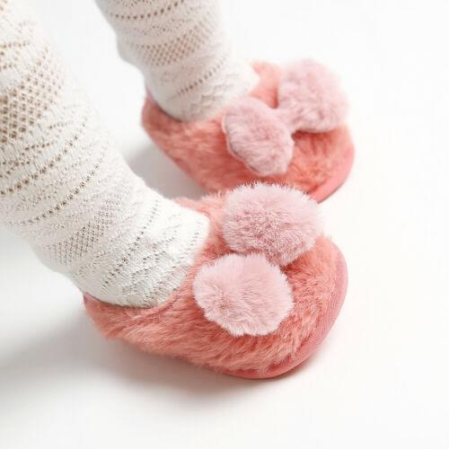 2020 New Spring And Autumn Toddler Newborn Warm Slippers Home Indoor Floor Anti-slip Baby Elastic Band Hairball Cotton Shoes