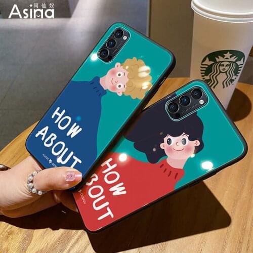 ASINA Tempered Glass Case For OPPO Reno 2 3 4 5 Pro Shockproof Cute Cartoon Cover Bumper For Realme X7 Find X3 Lite Flower Capa