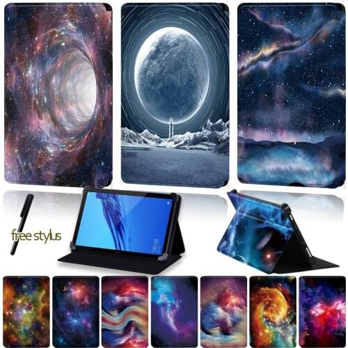 Tablet Cover Case for Huawei MediaPad T1 7.0/T1 8.0 /T1 10/T2 10 Pro/T3 7.0/T3 8.0/T3 10 9.6/T5 10 Space Pattern Series+Stylus
