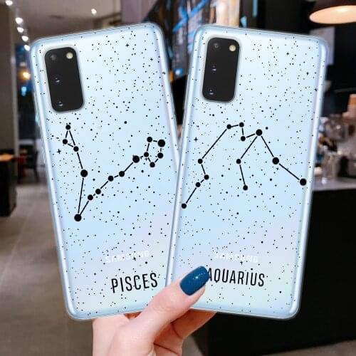 Phone Case For Samsung S21 S8 S9 S10 S20 Plus FE Note 10 20 Ultra Lite Pro Cover Twelve constellations Cases clear TPU Shell