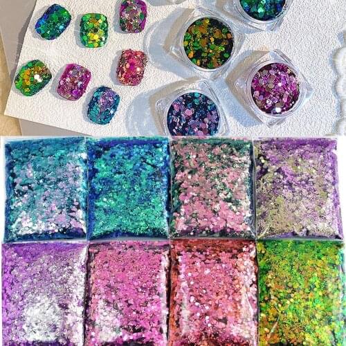 *Color Shift Chunky Mix* (Color Shifting glitter) 20Colors 50grams Nails3-in-1 3-in-1 Small Color-Shifting Chameleon Chunky Mix