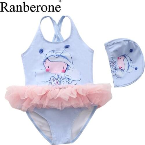 Ranberone Cartoon Swimwear Kids Girl Summer Bathing Suits Girls Vacation Clothing Toddler Bikini Set Tutu Baby Beach Swim Suit