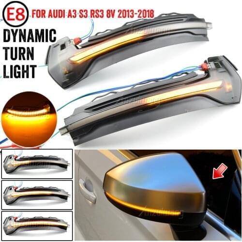 For Audi A3 8V S3 RS3 2013-2018 Flow Rearview Dynamic Sequential Mirror Flowing LED Turn Signal Light