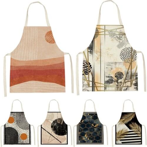 1 Pcs Geometric Pattern Apron Female Male Adult Child Bib Home Cooking Baking Shop Cleaning Kitchen Apron Accessory Bib Pinafore